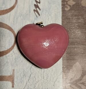 Gold Tone Pink Heart Pendant